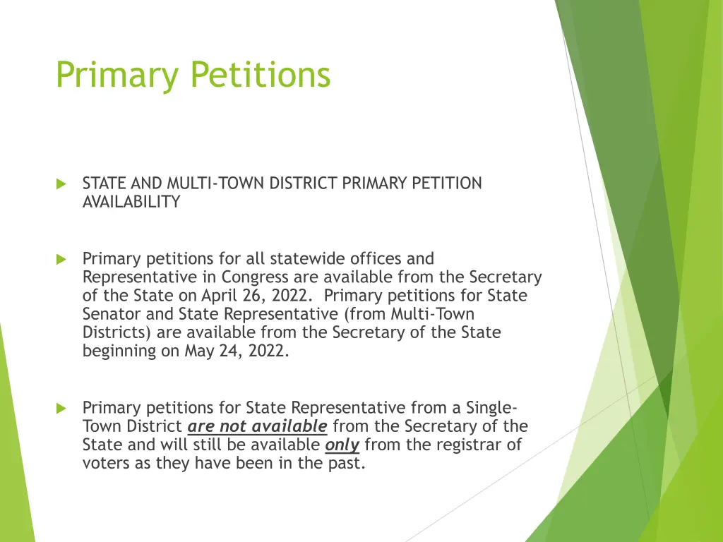 primary petitions