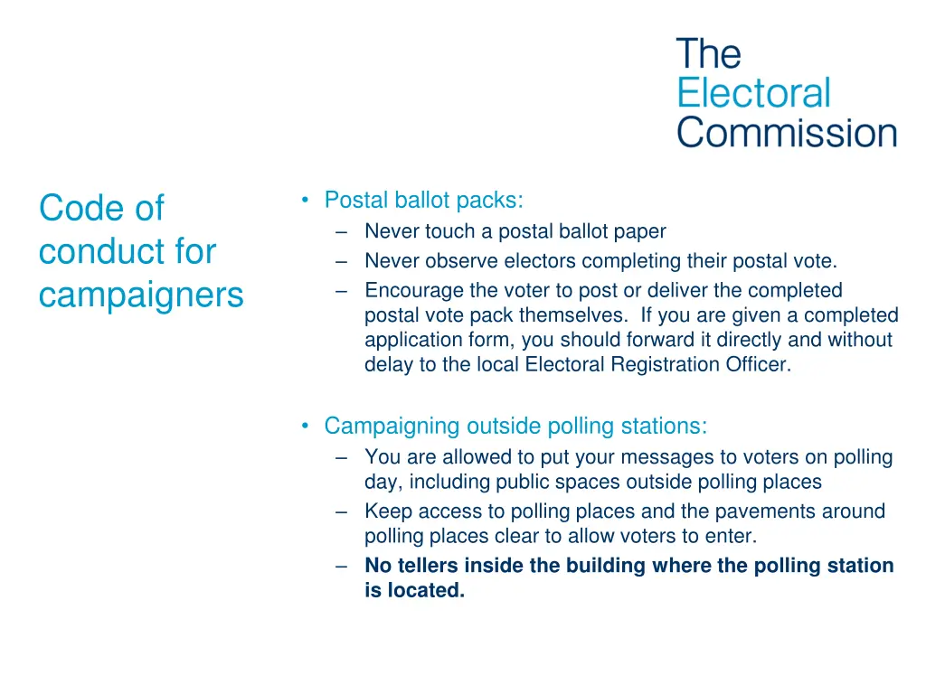 postal ballot packs never touch a postal ballot