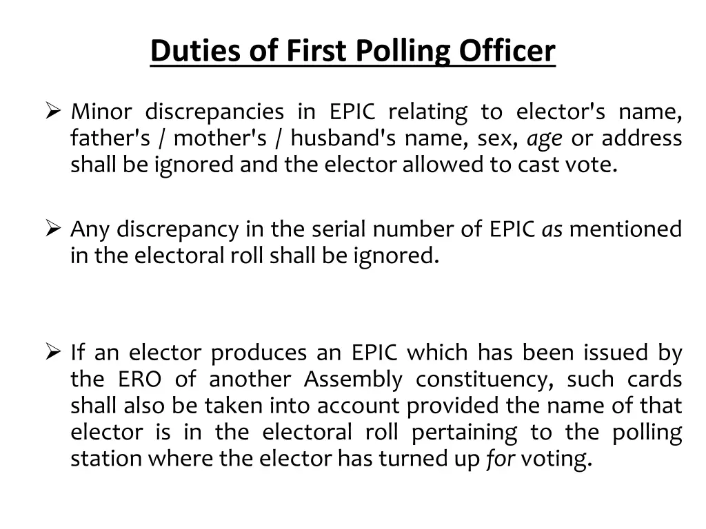 duties of first polling officer 1