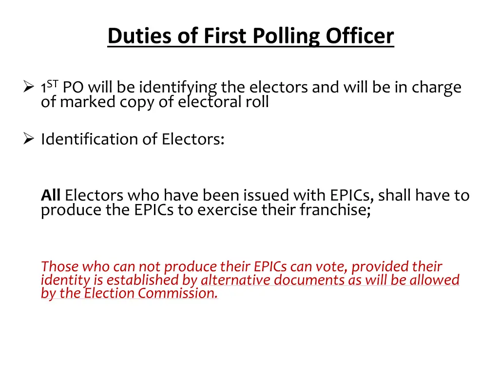 duties of first polling officer