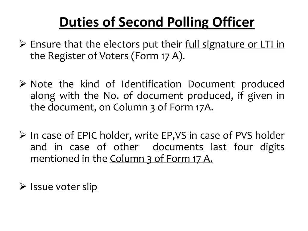 duties of second polling officer