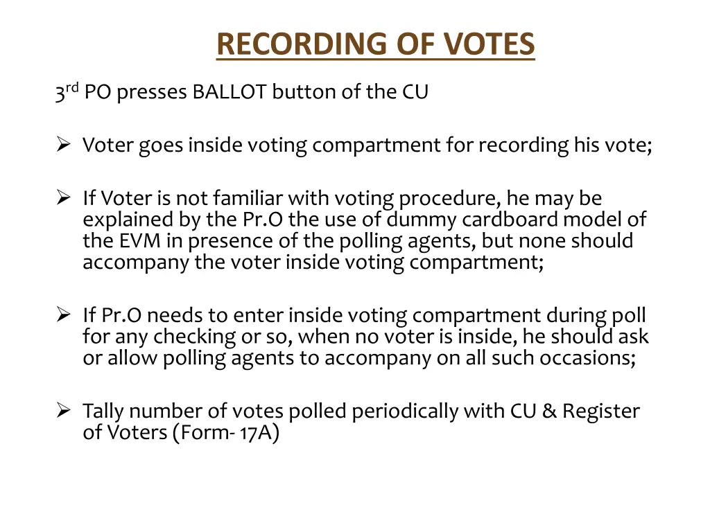 recording of votes