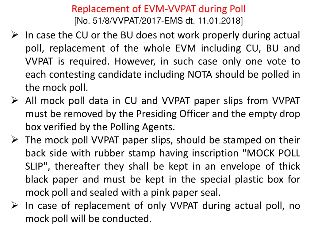 replacement of evm vvpat during poll