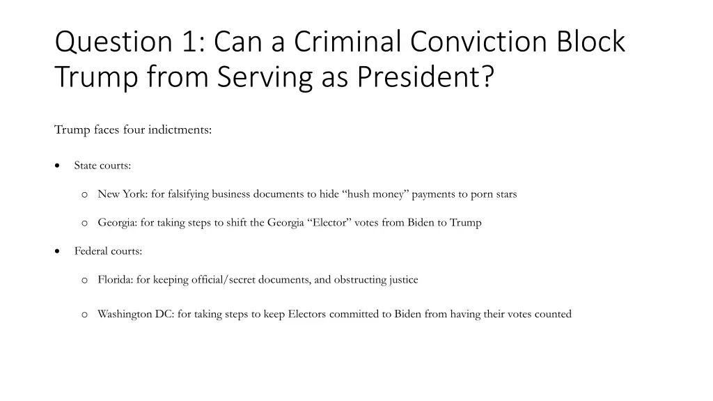 question 1 can a criminal conviction block trump