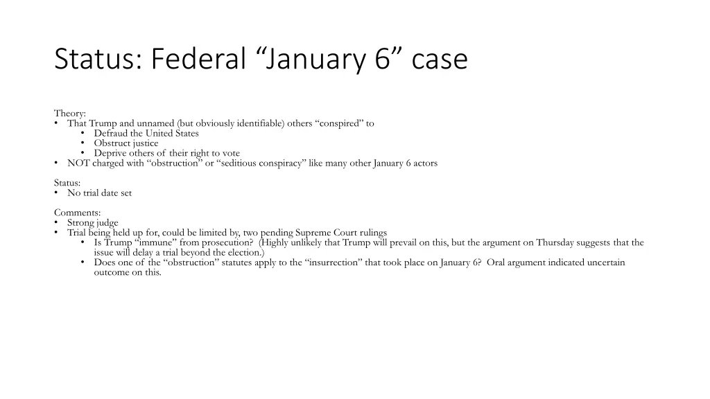 status federal january 6 case