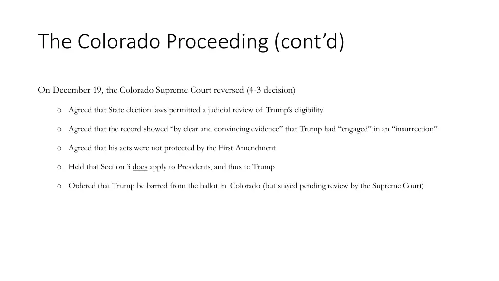 the colorado proceeding cont d