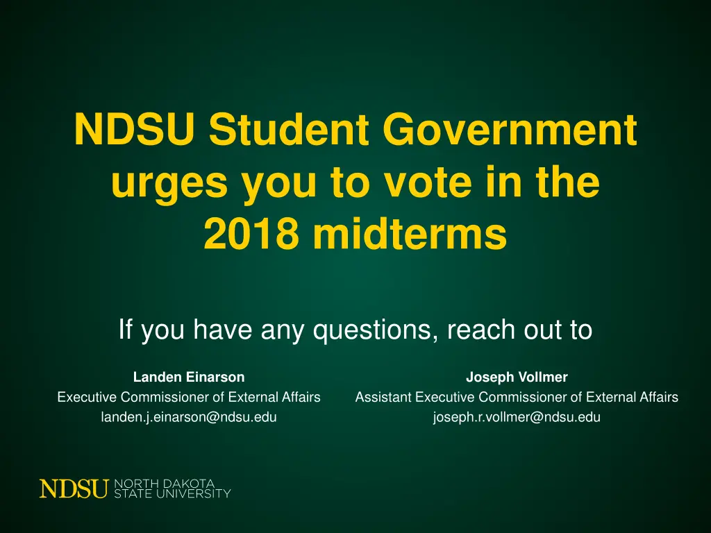 ndsu student government urges you to vote