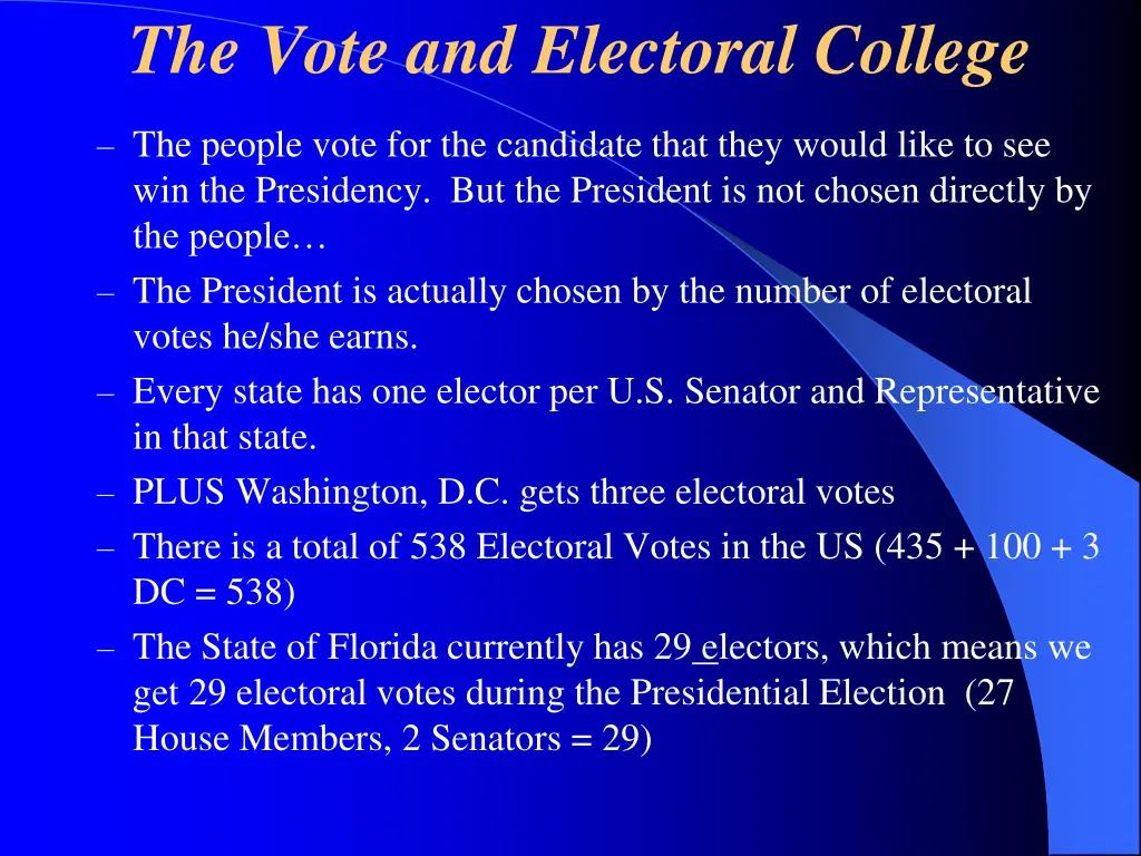 the vote and electoral college