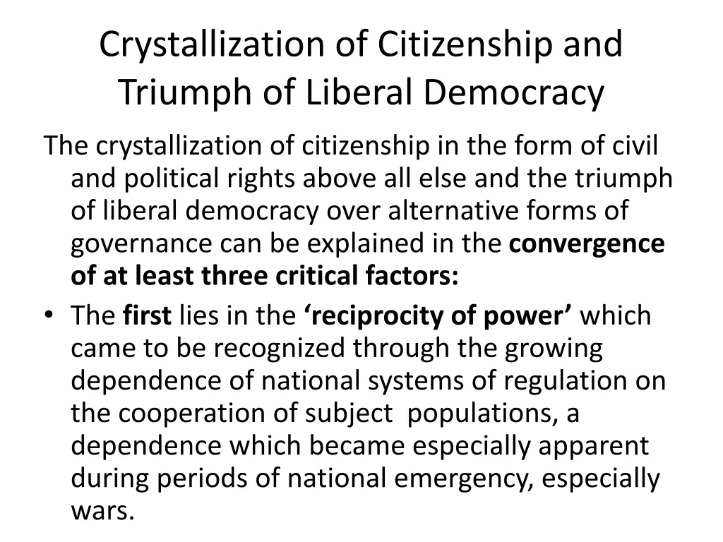 crystallization of citizenship and triumph