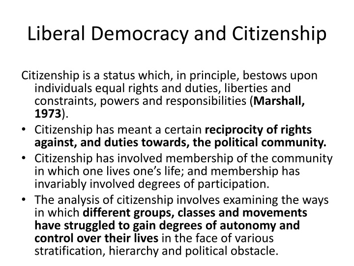 liberal democracy and citizenship