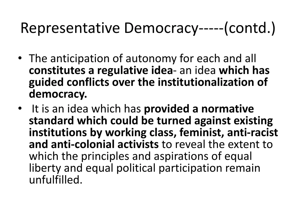 representative democracy contd 1