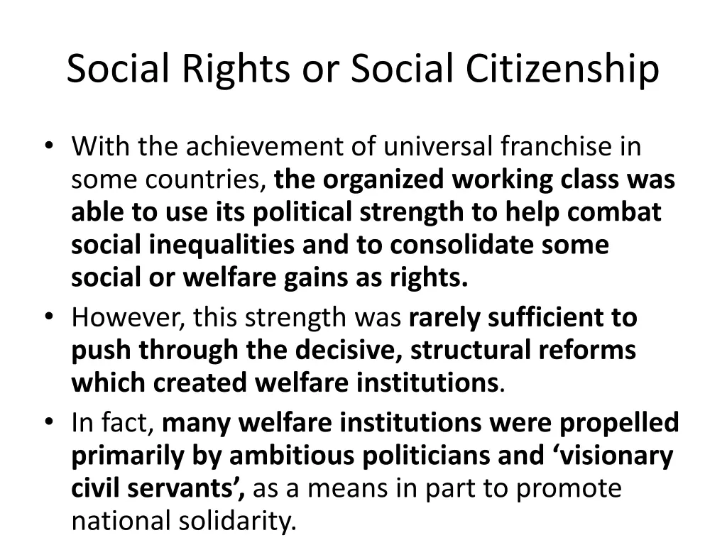 social rights or social citizenship