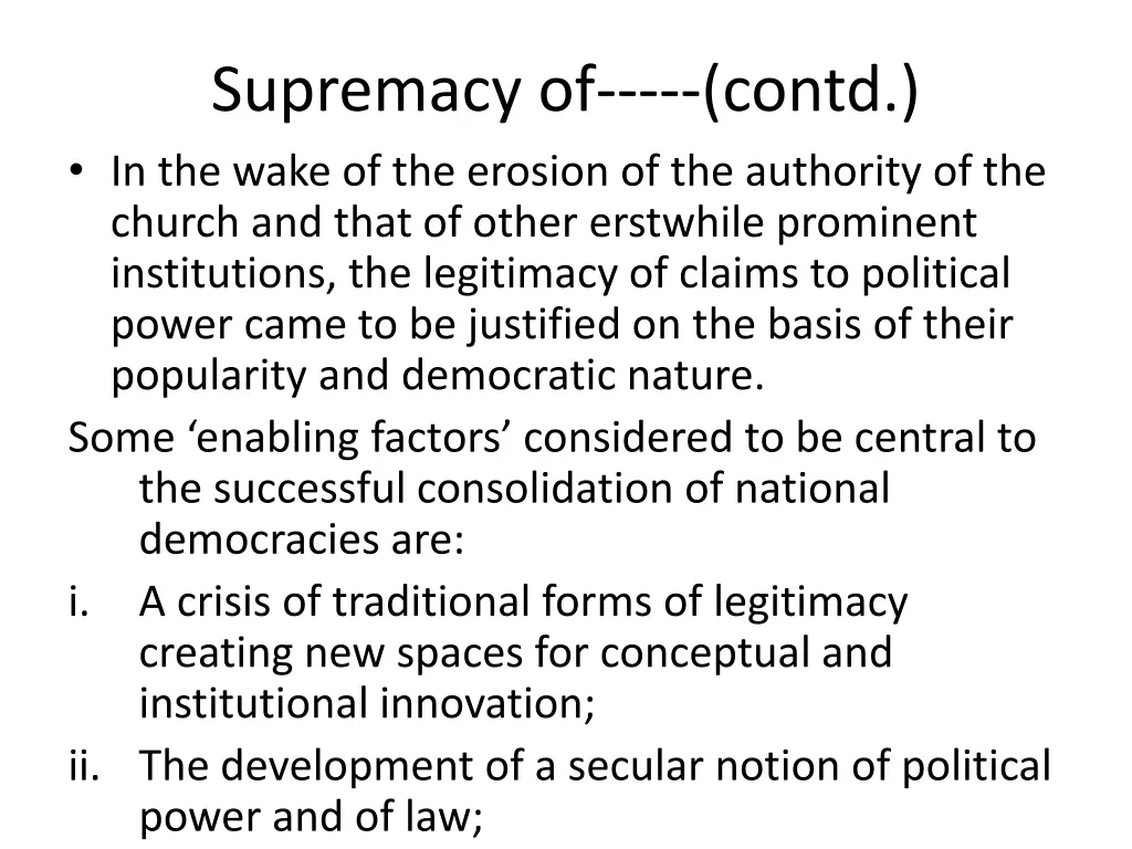 supremacy of contd in the wake of the erosion