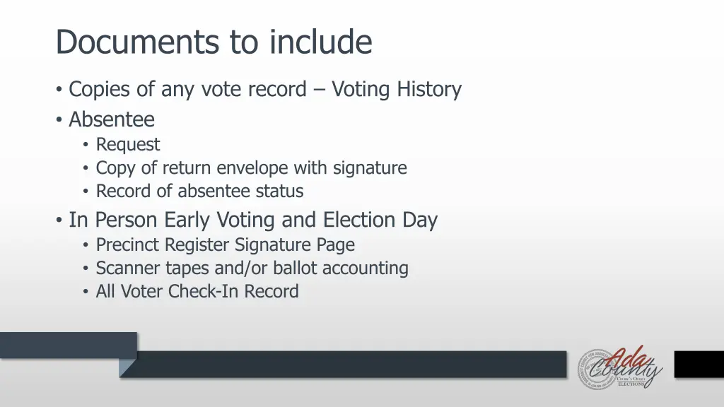 documents to include 1