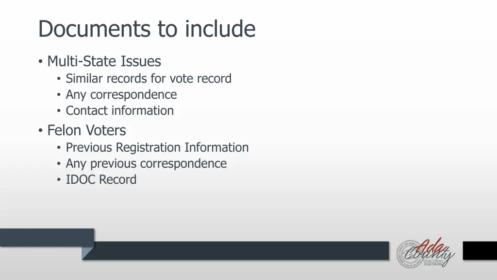 documents to include 2
