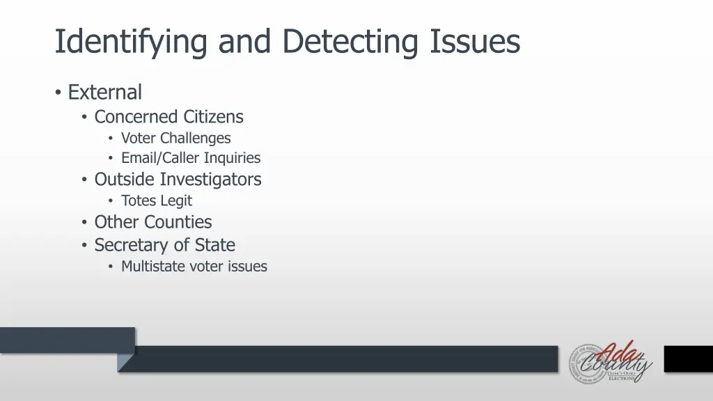 identifying and detecting issues 1