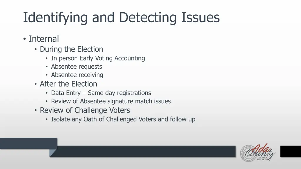 identifying and detecting issues