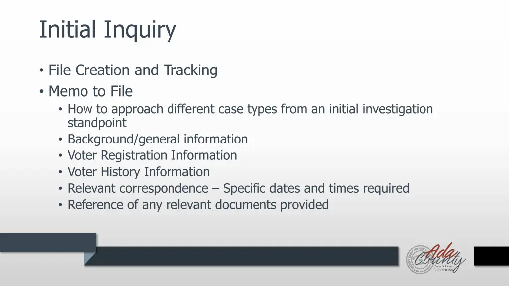 initial inquiry