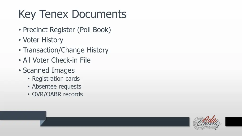 key tenex documents