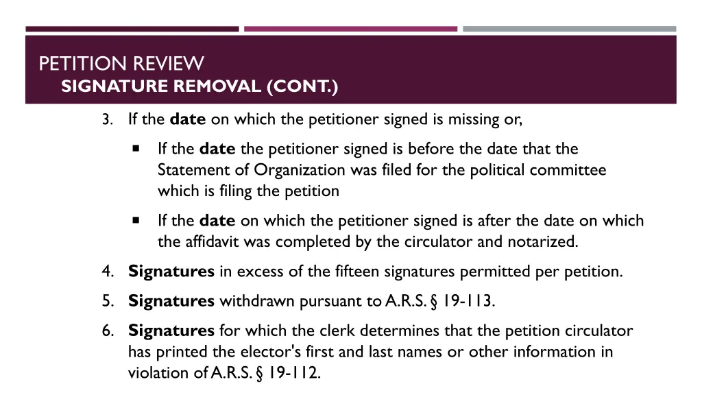 petition review signature removal cont