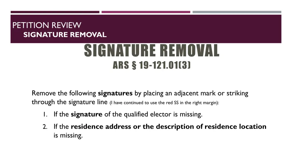 petition review signature removal