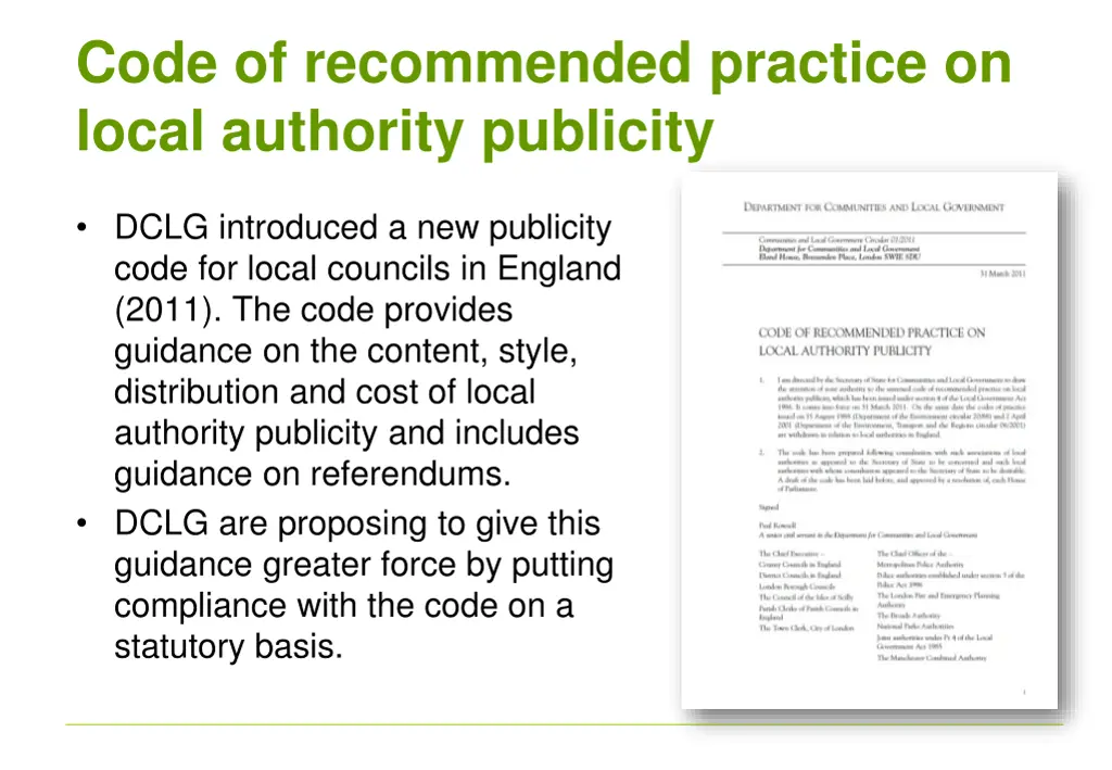 code of recommended practice on local authority