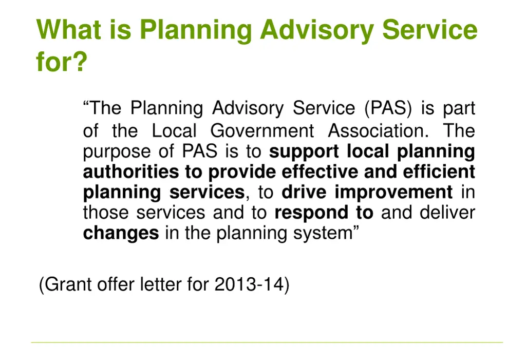 what is planning advisory service for