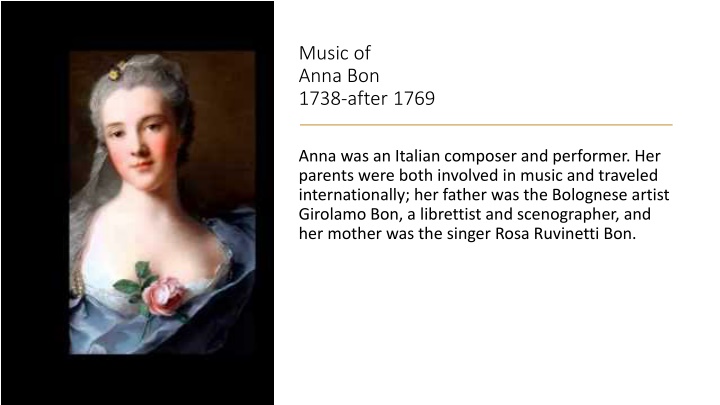 music of anna bon 1738 after 1769