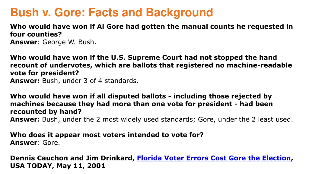 bush v gore facts and background 1