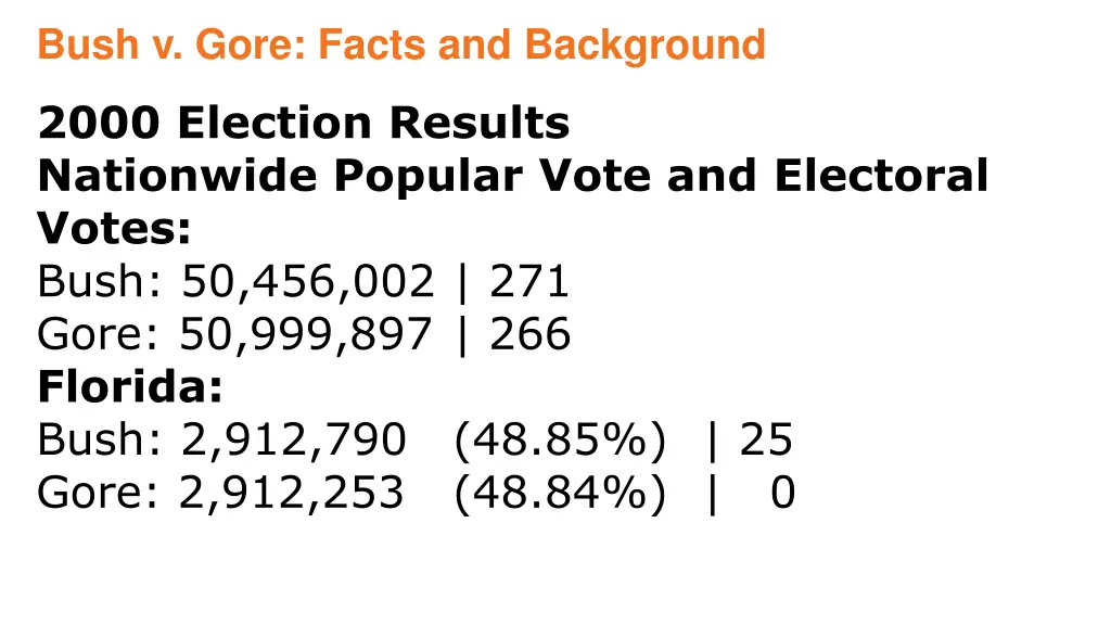 bush v gore facts and background