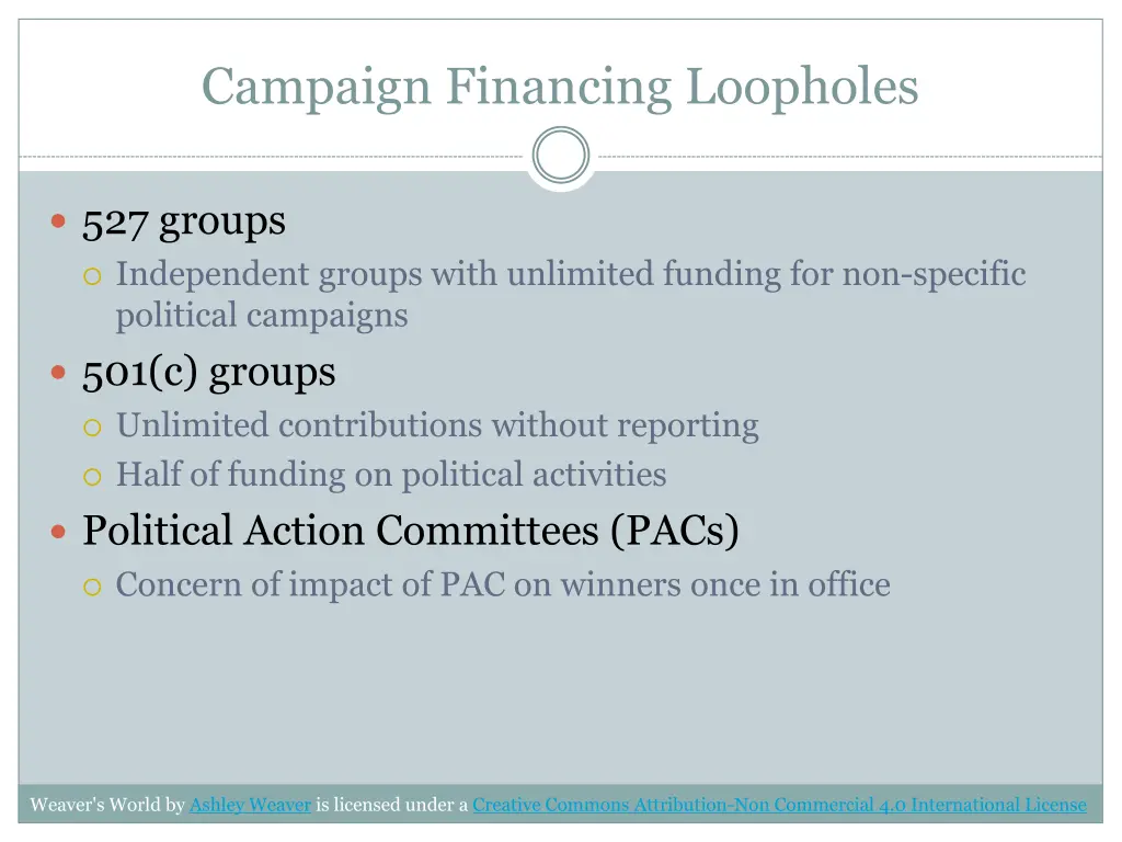 campaign financing loopholes