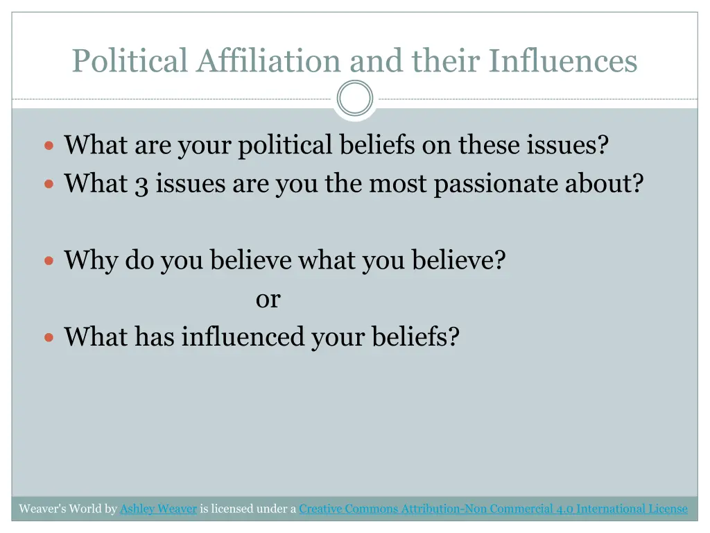 political affiliation and their influences