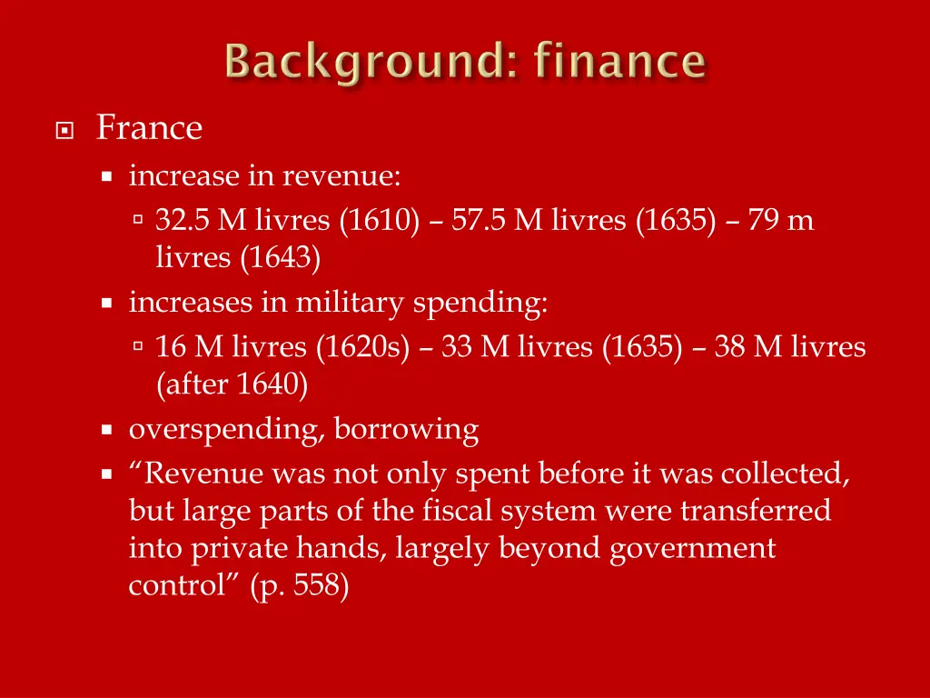 france increase in revenue 32 5 m livres 1610