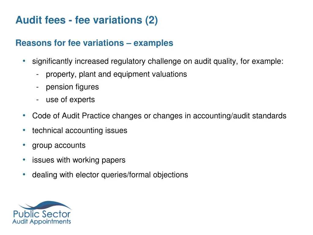 audit fees fee variations 2