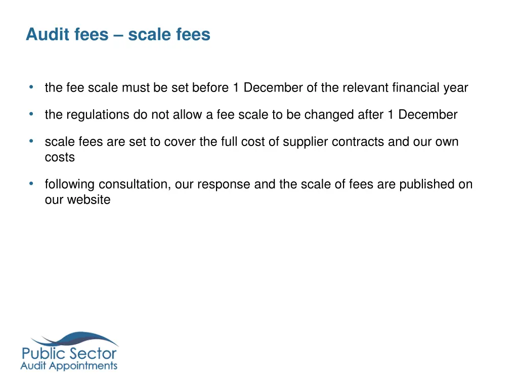 audit fees scale fees