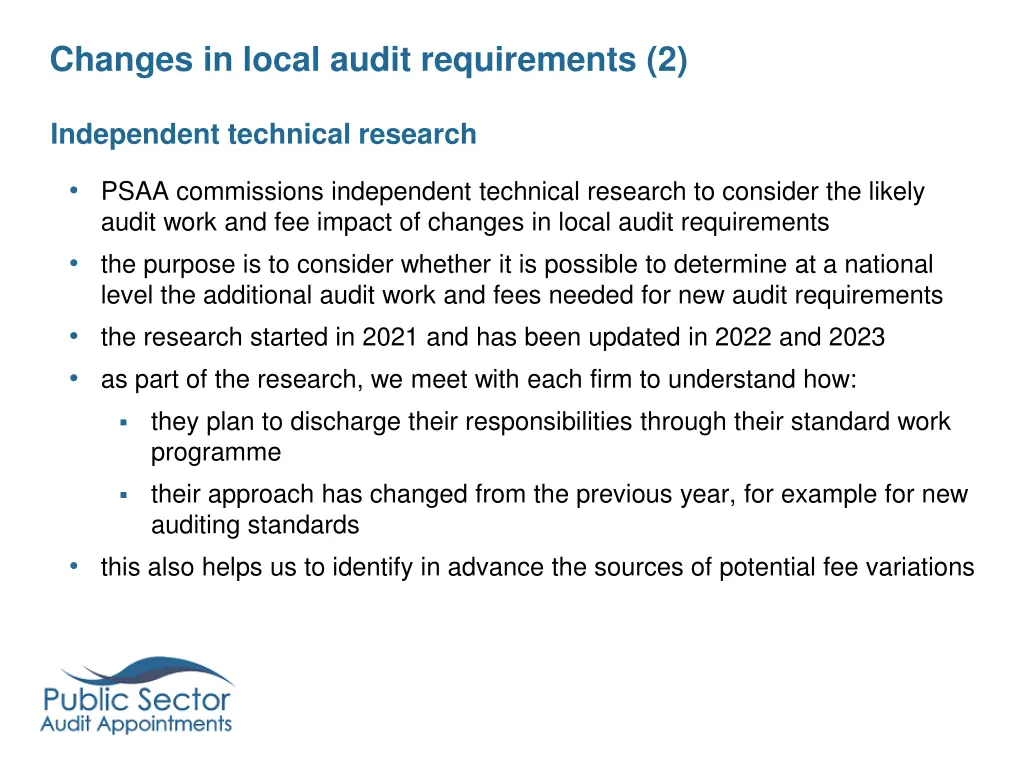 changes in local audit requirements 2