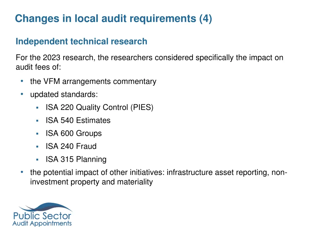 changes in local audit requirements 4