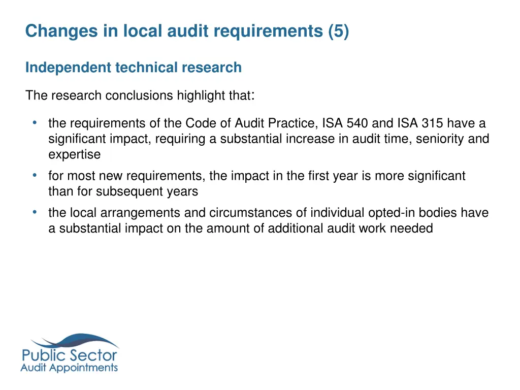 changes in local audit requirements 5