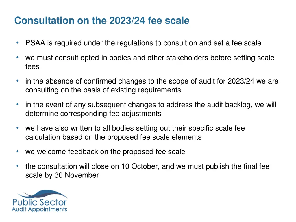 consultation on the 2023 24 fee scale