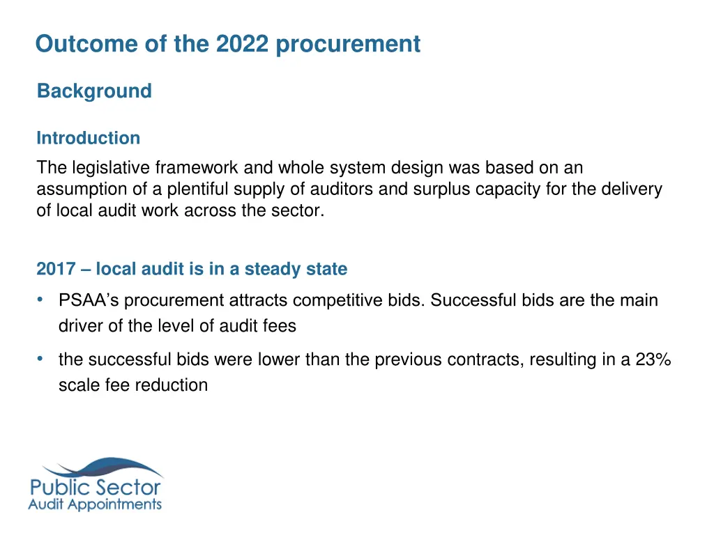 outcome of the 2022 procurement