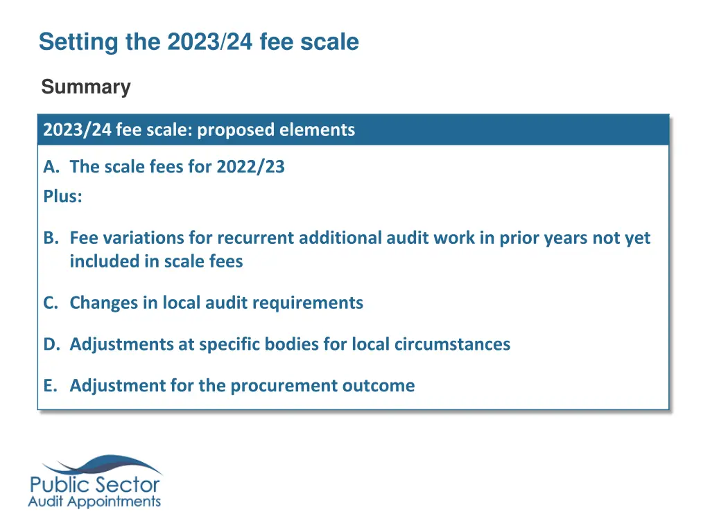 setting the 2023 24 fee scale