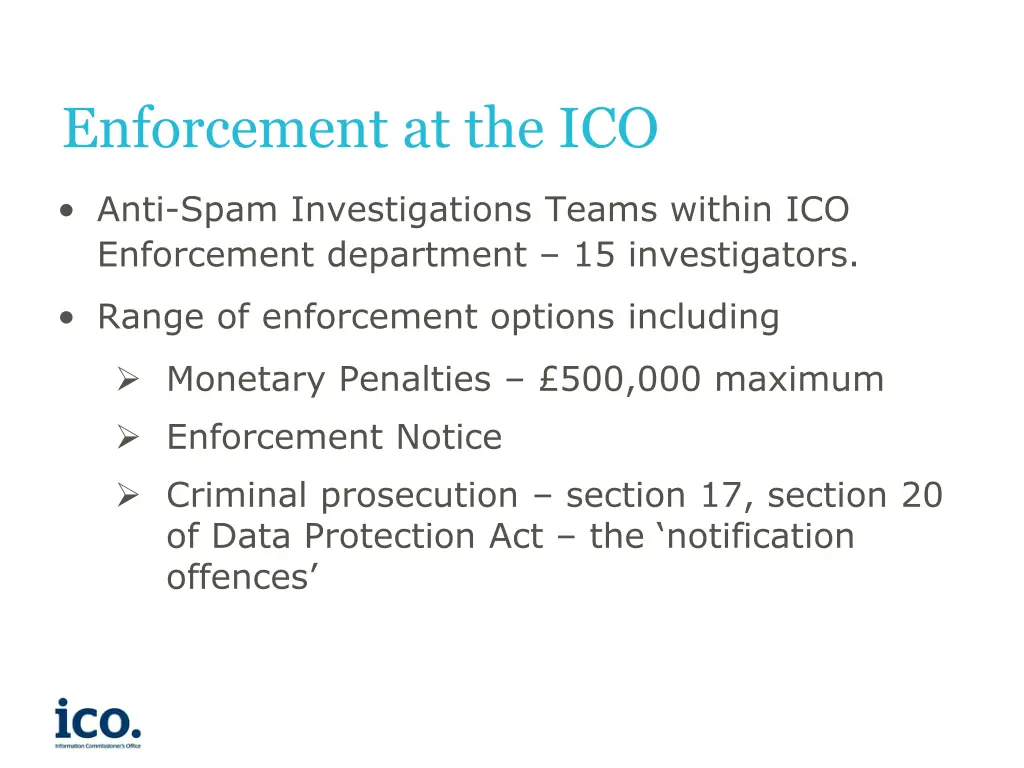 enforcement at the ico