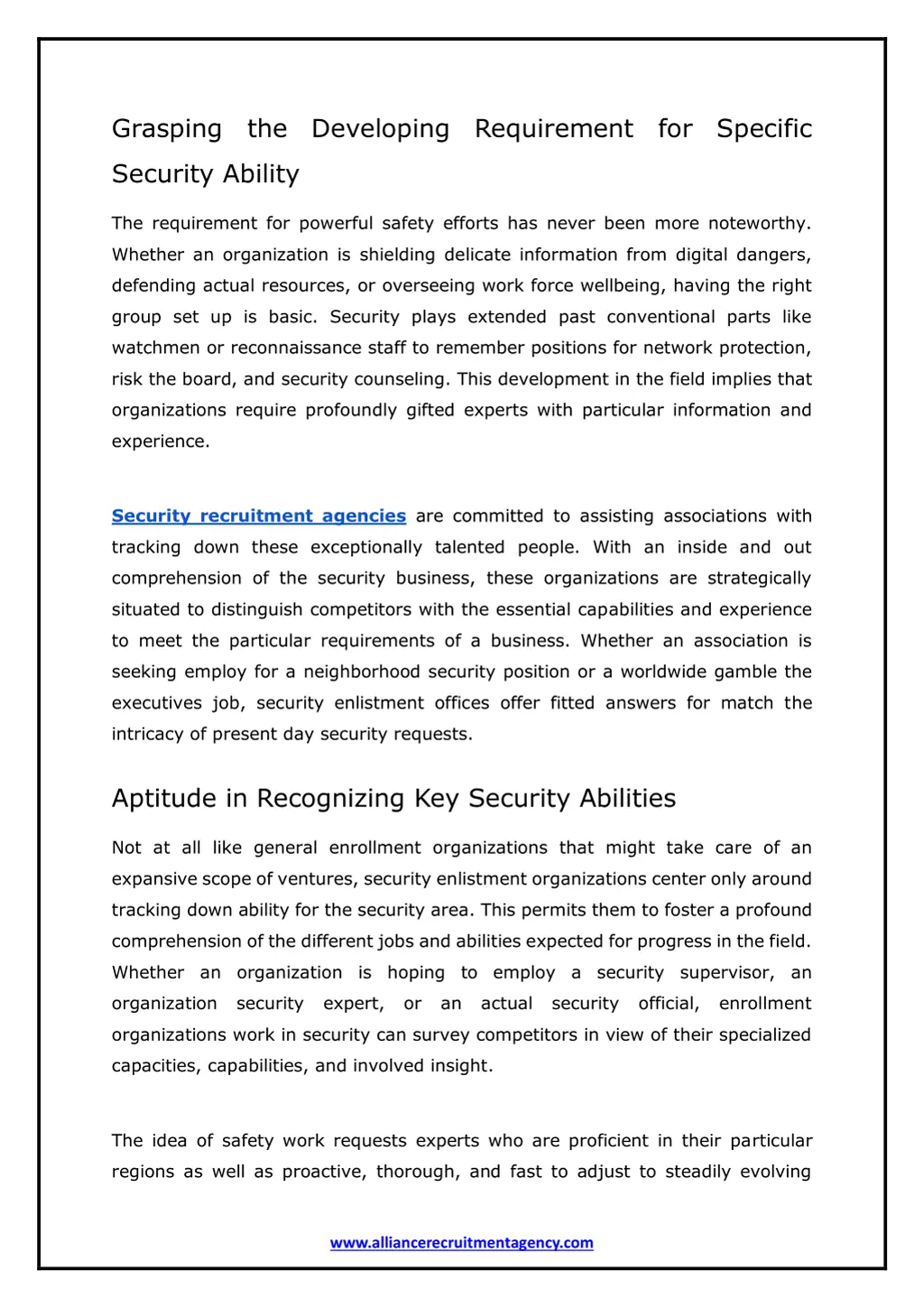 grasping the developing requirement for specific