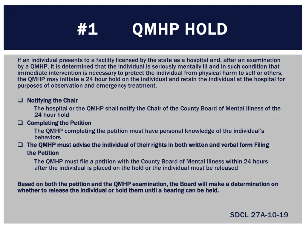 1 qmhp hold 1 qmhp hold