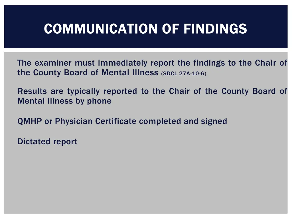 communication of findings communication