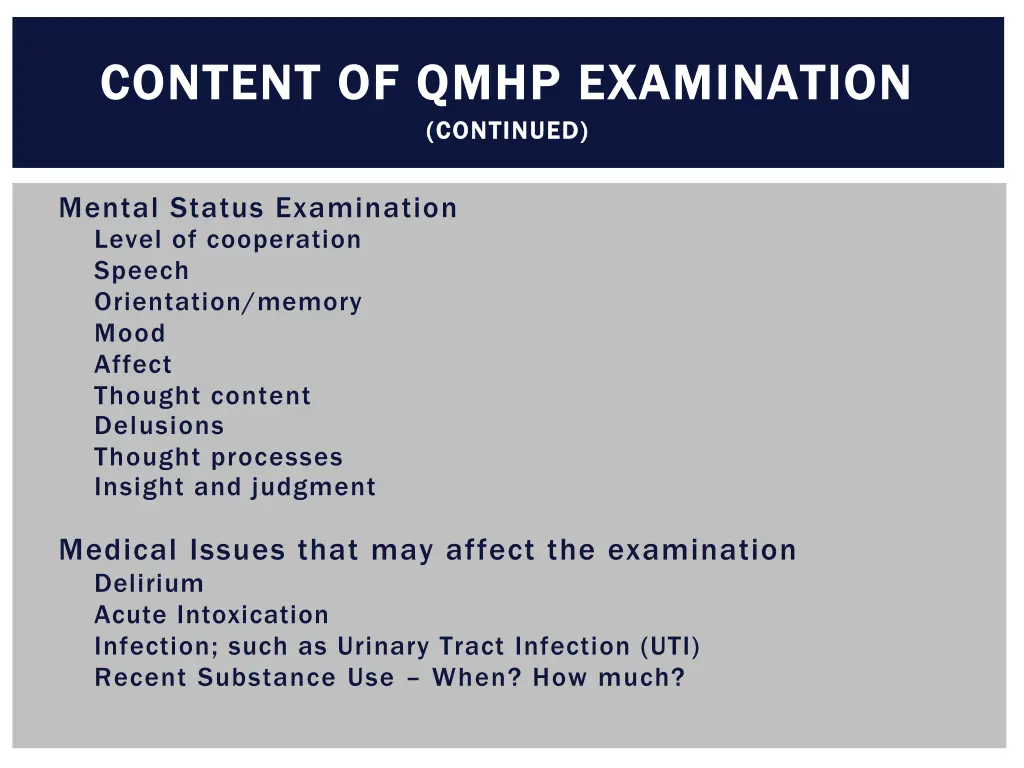 content of qmhp examination content of qmhp 2