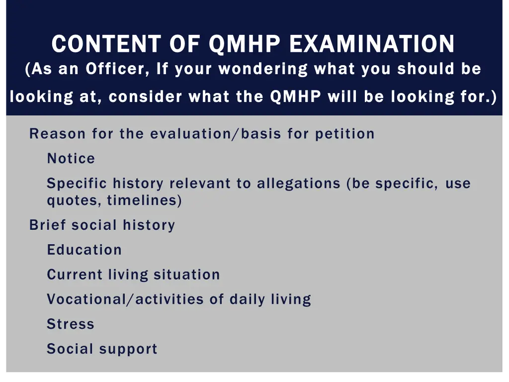 content of qmhp examination content of qmhp