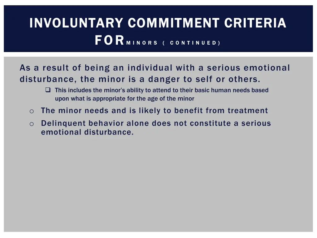 involuntary commitment criteria involuntary 2