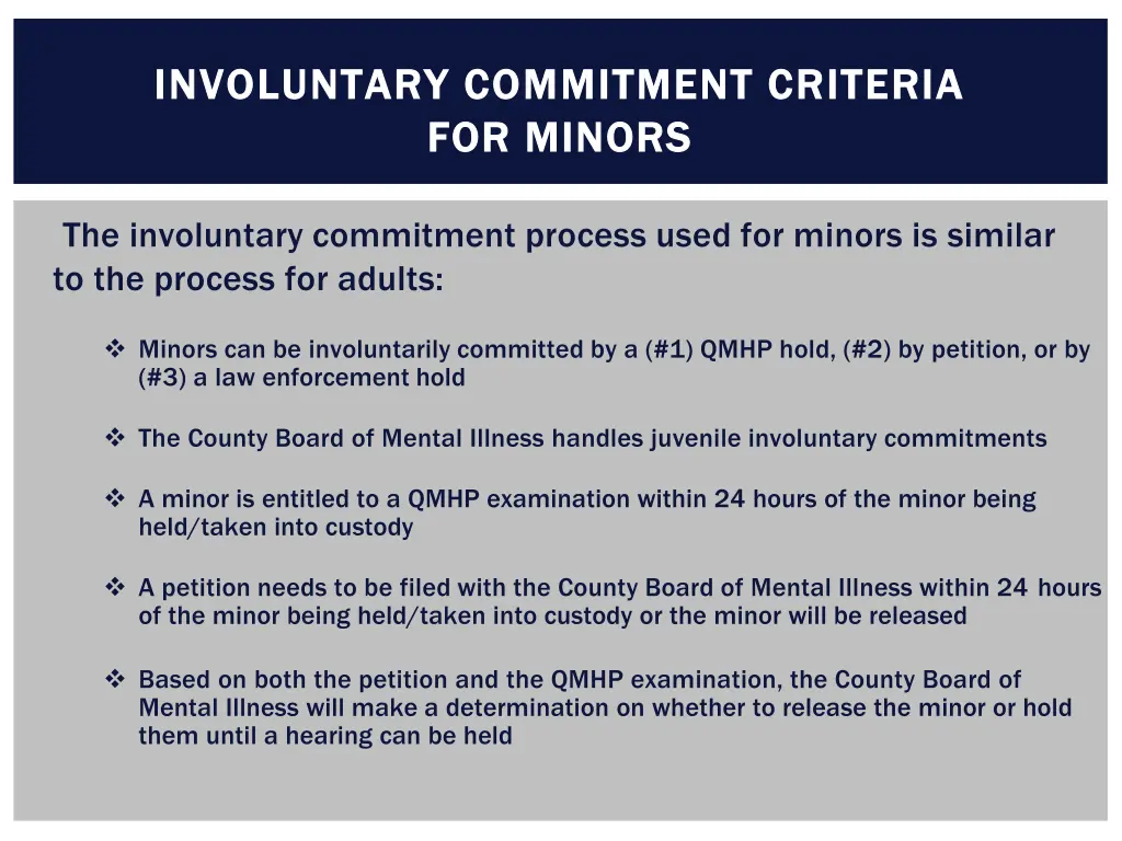 involuntary commitment criteria involuntary