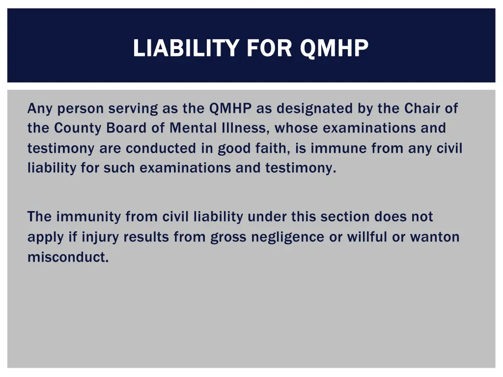 liability for qmhp liability for qmhp